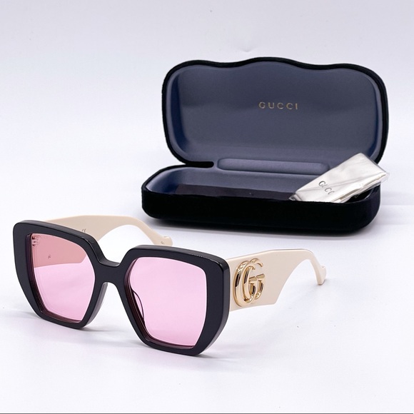 NEW GUCCI GG0956S 002 BLACK PINK WOMEN’S SUNGLASSES GUCCI NEW COLLECTION - Picture 3 of 16